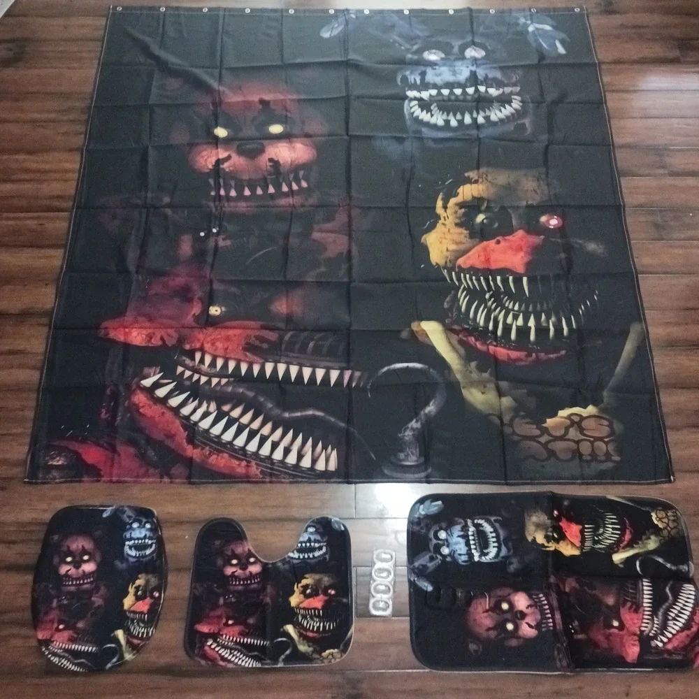 Five Nights at Freddys FNAF 4 Piece Shower Curtain Bathroom Set